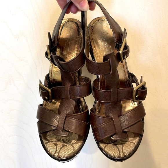 Coach Jaime platform buckle strappy heeled sandals 7B - Picture 3 of 11